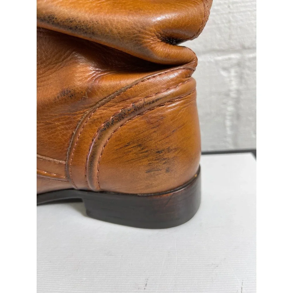Frye‎ Melissa 76442 Trapunto Brown Leather Tall Riding Boots Pull On Women 7.5 B